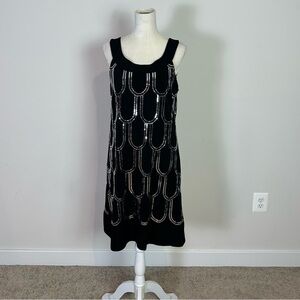 Scarlett Nite Womens Black Silver Sequins Dress Size 12